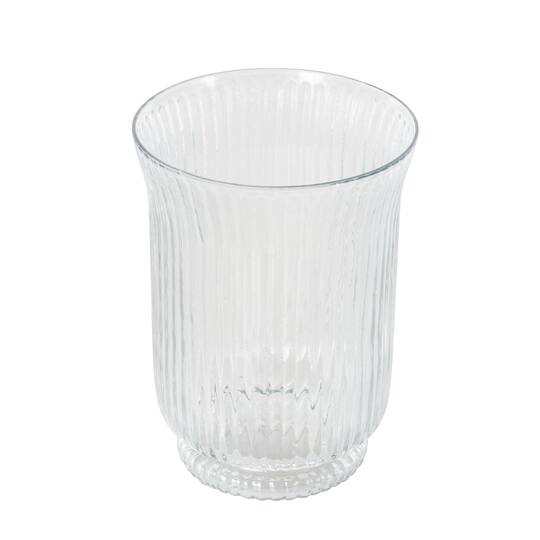 Clear Round Glass Ribbed Fluted Decorative Candle Holder